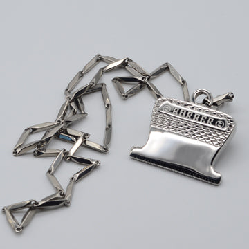 BX BARBER RAZOR BLADE NECKLACE W/ CHAIN - SILVER FINISHED
