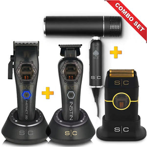 GAMMA+ STYLECRAFT INSTINCT "METAL" CORDLESS CLIPPER / TRIMMER / SHAVER / ACE DRYER 4 PCS COMBO