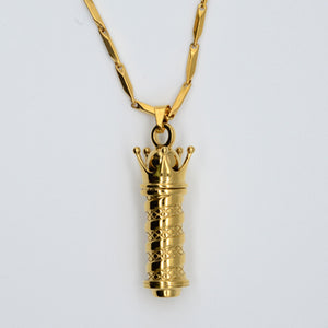 BX BARBER CROWN POLE NECKLACE W/ CHAIN - 18K GOLD PLATED