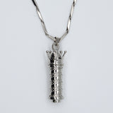 BX BARBER CROWN POLE NECKLACE W/ CHAIN - SILVER FINISHED