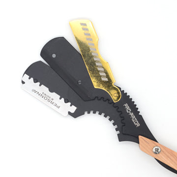 WOOD HANDLE RAZOR HOLDER RA GOLD - HALF BLADE – True Barber Supply